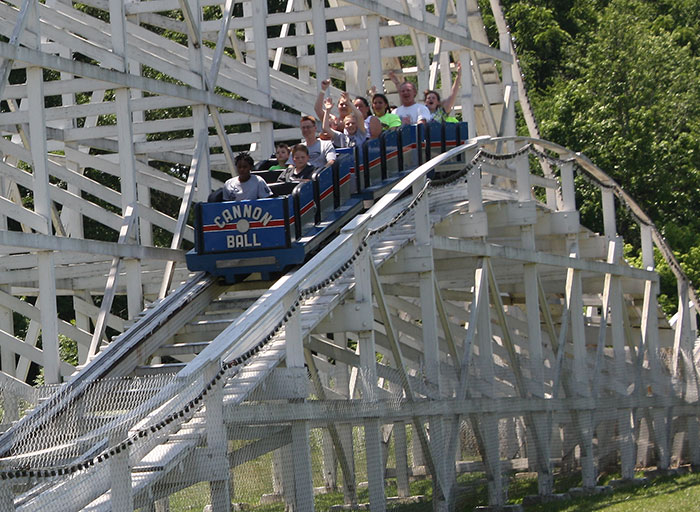 The Cannon Ball Roller Coaster at Lake Winnepesaukah Amusement Park, Rossville, Georgia