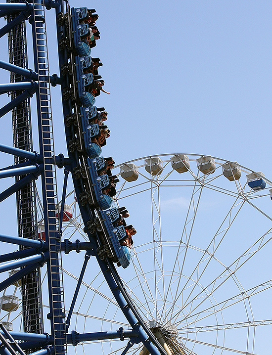 The Mr. Freeze Reverse Blast Roller Coaster at Six Flags St. Louis, Eureka, Missouri