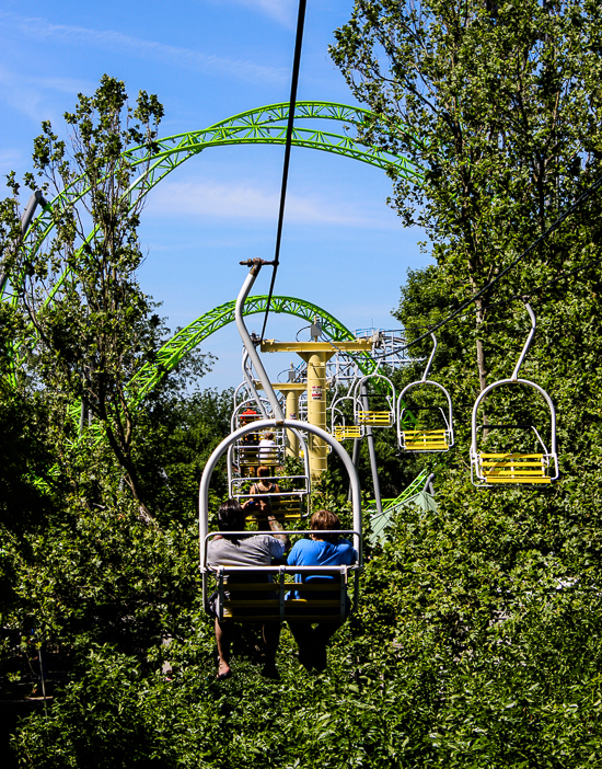 The Monster, a new for 2016 Gerstlauer Infinity roller coaster at Adventureland Amusement Park, Altoona, Iowa