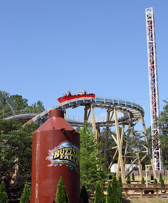Stratosfear and Buzzsaw Falls at Alabama Adventure, Bessmer, Alabama