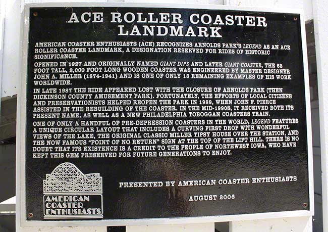 The Legend Roller Coaster at Arnolds Park, Arnolds Park Iowa
