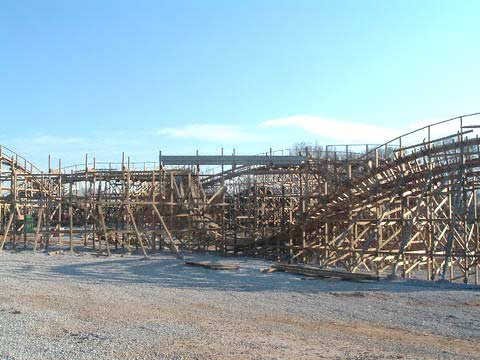 The New For 2006 Kentucky Rumbler Wooden Roller Coaster at Beech Bend Park In Bowling Green, Kentucky