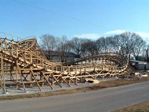 The New For 2006 Kentucky Rumbler Wooden Roller Coaster at Beech Bend Park In Bowling Green, Kentucky