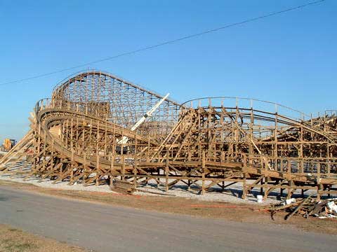 The New For 2006 Kentucky Rumbler Wooden Roller Coaster at Beech Bend Park In Bowling Green, Kentucky