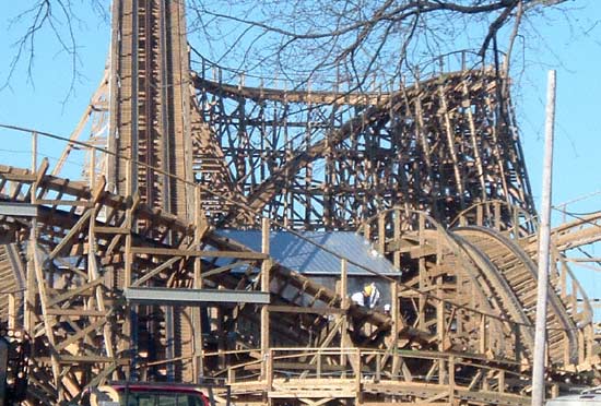 The New For 2006 Kentucky Rumbler Wooden Roller Coaster at Beech Bend Park In Bowling Green, Kentucky
