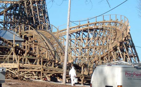 The New For 2006 Kentucky Rumbler Wooden Roller Coaster at Beech Bend Park In Bowling Green, Kentucky