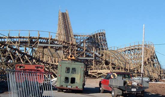 The New For 2006 Kentucky Rumbler Wooden Roller Coaster at Beech Bend Park In Bowling Green, Kentucky