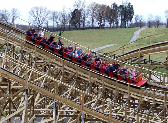 The New For 2006 Kentucky Rumbler Wooden Roller Coaster at Beech Bend Park In Bowling Green, Kentucky
