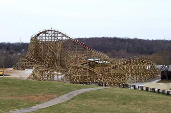 The New For 2006 Kentucky Rumbler Wooden Roller Coaster at Beech Bend Park In Bowling Green, Kentucky