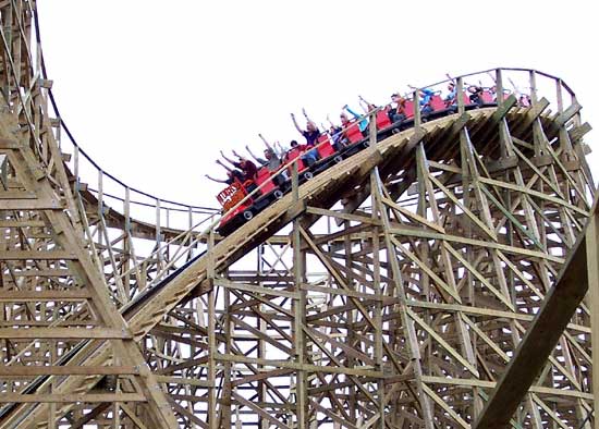 The New For 2006 Kentucky Rumbler Wooden Roller Coaster at Beech Bend Park In Bowling Green, Kentucky