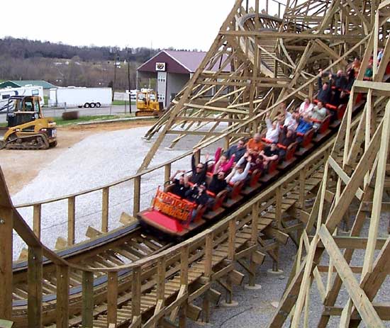 The New For 2006 Kentucky Rumbler Wooden Roller Coaster at Beech Bend Park In Bowling Green, Kentucky