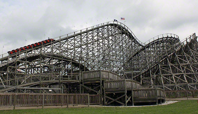 The Kentucky Rumbler roller coaster at Beech Bend Park in Bowling Green, Kentucky