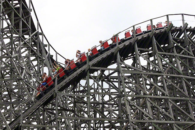 The Kentucky Rumbler roller coaster at Beech Bend Park in Bowling Green, Kentucky