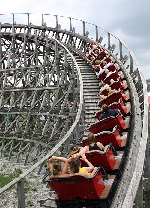 The Kentucky Rumbler roller coaster at Beech Bend Park in Bowling Green, Kentucky
