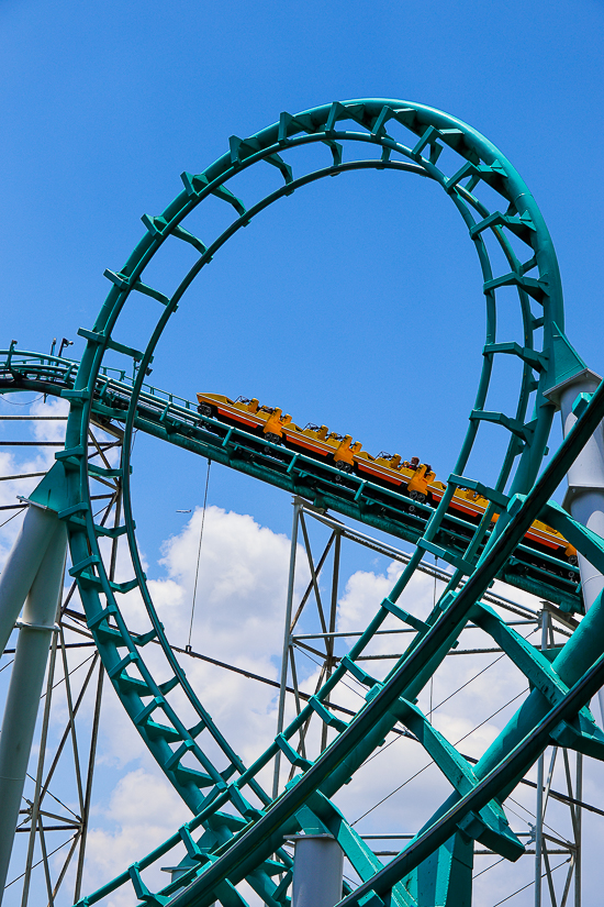 The Carolina Cyclone roller coaster at Carowinds Theme Park, Charlotte North & South Carolina