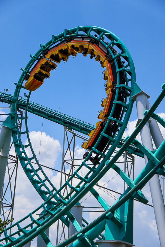 The Carolina Cyclone roller coaster at Carowinds Theme Park, Charlotte North & South Carolina