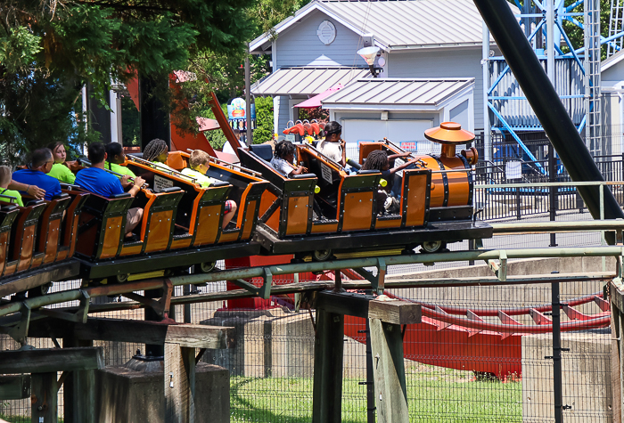 The Carolina Gold Rusher roller coaster at Carowinds Theme Park, Charlotte North & South Carolina