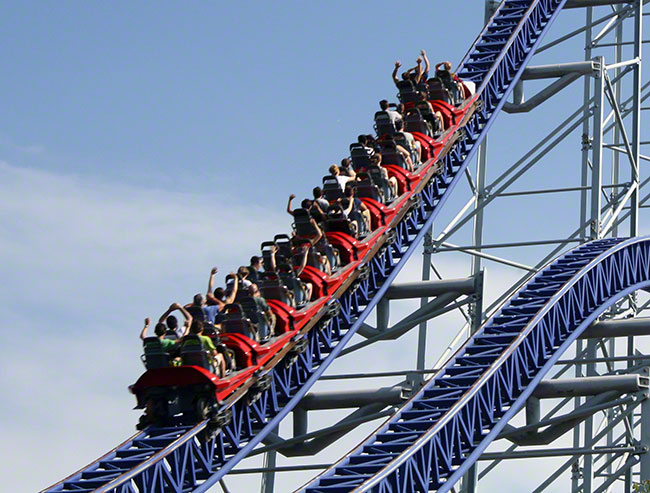 The Millenium Force Rollercoaster at Cedar Point, Sandusky, Ohio