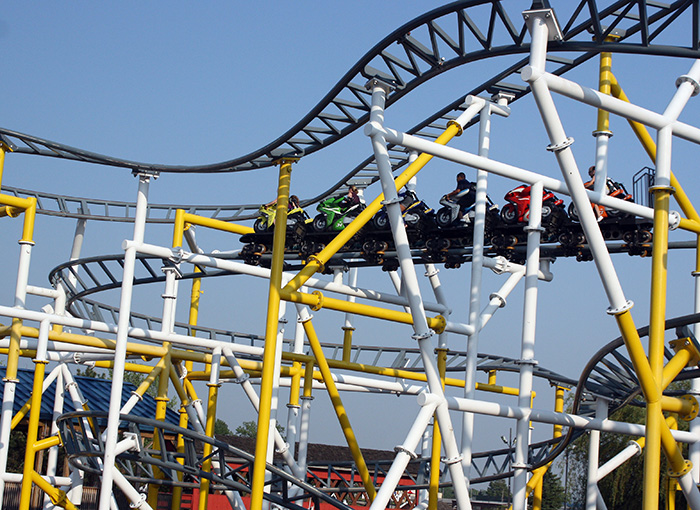 The OCC Motocoaster Roller Coaster at Darien Lake Theme Park, Corfu, New York