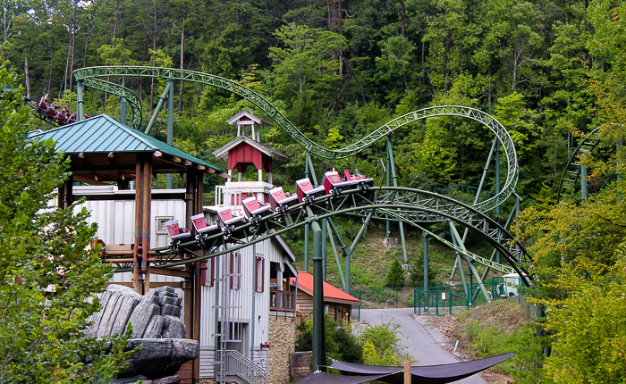 The Firechaser Express rollercoaster at Dollywood Theme Park, Pigeon Forge, Tennessee