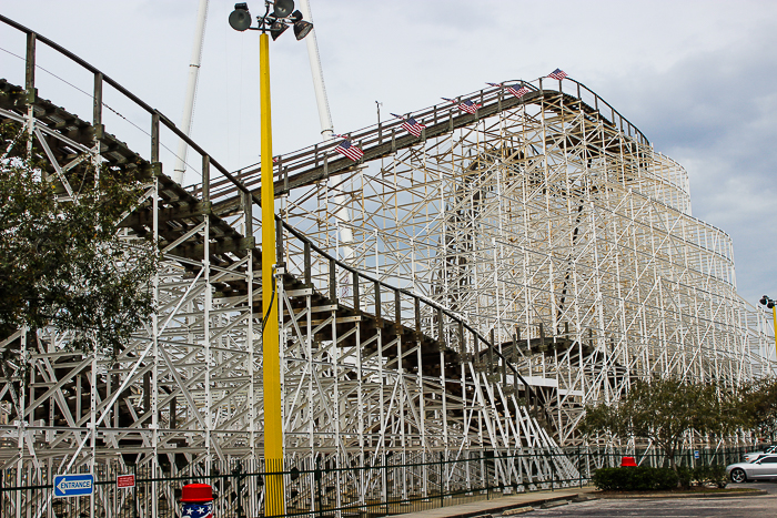 The Mine Blower looping wooden coaster at Fun Spot America Kissimmee, Florida