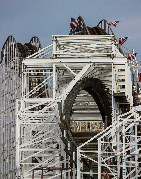 The Mine Blower looping wooden coaster at Fun Spot America Kissimmee, Florida