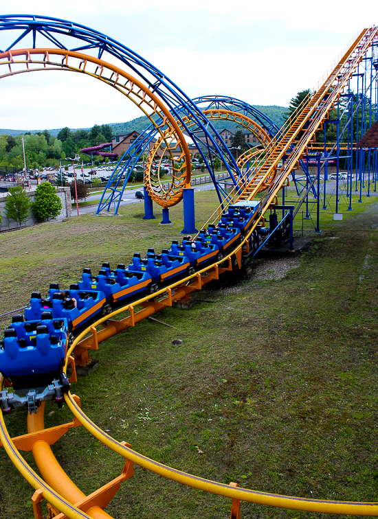 The Steamin Demon rollercoaster at Six Flags The Great Escape, Queensbury, New York
