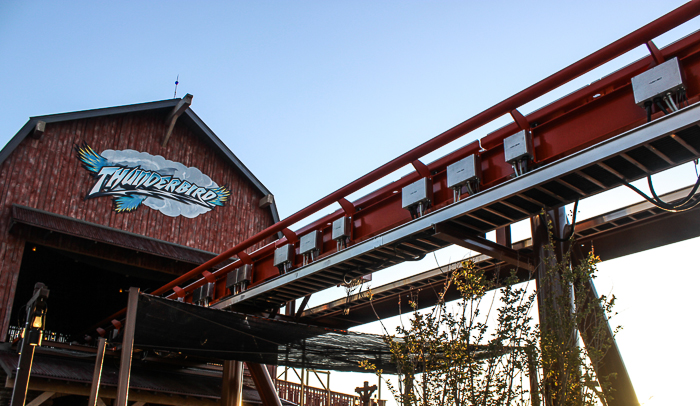The worlds first launched Wing Rider Rollercoaster Thunderbird at Holiday World, Santa Claus, Indiana
