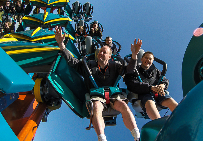 The worlds first launched Wing Rider Rollercoaster Thunderbird at Holiday World, Santa Claus, Indiana