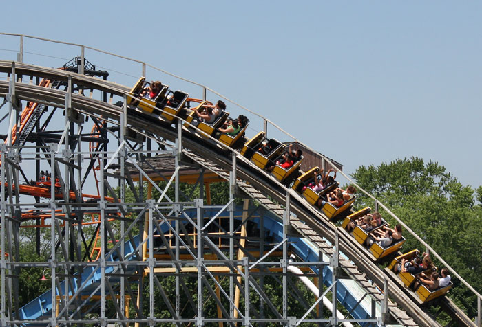 The Cornball Express Rollercoaster at Indiana Beach Amusement Resort, Monticello, Indiana