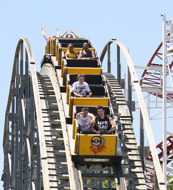 The Cornball Express Rollercoaster at Indiana Beach Amusement Resort, Monticello, Indiana
