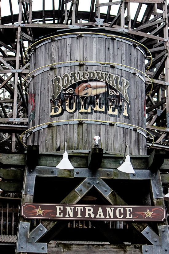 Kemah Boardwalk including the Boardwalk Bullet rollercoaster in Kemah, Texas