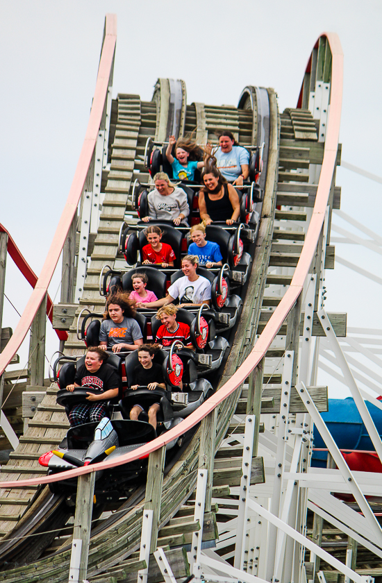 The Kentucky Flyer Rollercoaster at Kentucky Kingdom Theme Park, Louisville, Kentucky