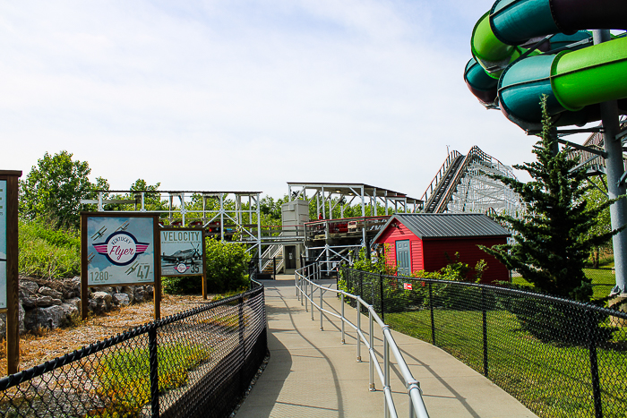 The Kentucky Flyer Rollercoaster at Kentucky Kingdom Theme Park, Louisville, Kentucky