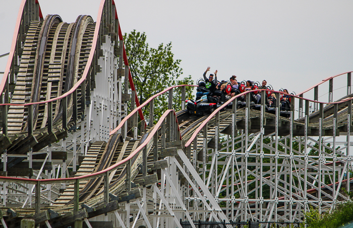 The Kentucky Flyer Rollercoaster at Kentucky Kingdom Theme Park, Louisville, Kentucky