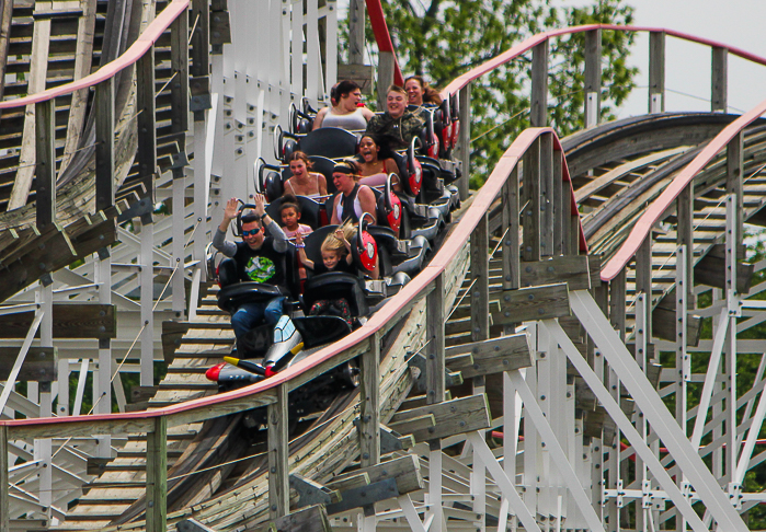 The Kentucky Flyer Rollercoaster at The Kentucky Flyer Rollercoaster at Kentucky Kingdom Theme Park, Louisville, Kentucky