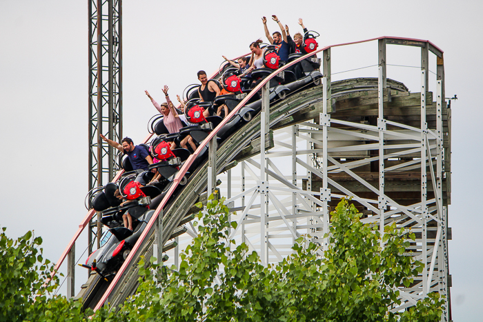The Kentucky Flyer Rollercoaster at Kentucky Kingdom Theme Park, Louisville, Kentucky
