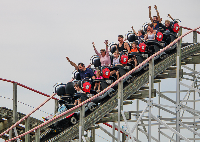 The Kentucky Flyer Rollercoaster at The Kentucky Flyer Rollercoaster at Kentucky Kingdom Theme Park, Louisville, Kentucky