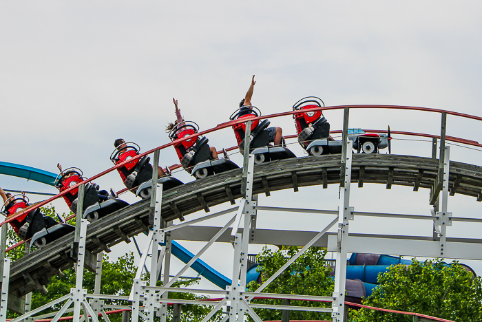 The Kentucky Flyer Rollercoaster at Kentucky Kingdom Theme Park, Louisville, Kentucky