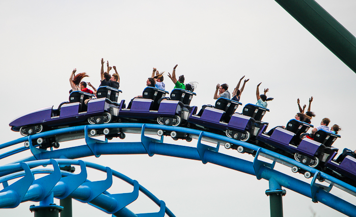 The Lightning Run Rollercoaster at Kentucky Kingdom Theme Park, Louisville, Kentucky