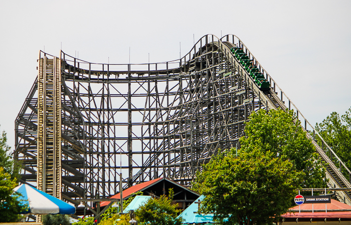 The Wilderness Run Rollercoaster at Kentucky Kingdom Theme Park, Louisville, Kentucky