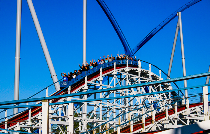 The John Allen designed Racer rollerocaster at Kings Island, Kings island, Ohio
