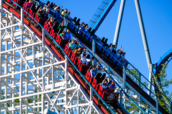 The John Allen designed Racer rollerocaster at Kings Island, Kings island, Ohio