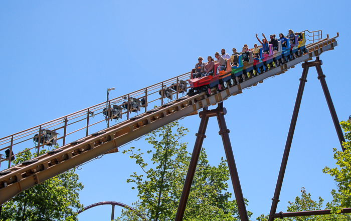 The Snoopys Soapbox Racers rollercoaster at Kings Island, Kings island, Ohio