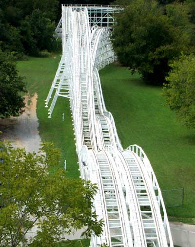 The Cannon Ball Rollercoaster at Lake Winnepesaukah, Rossville, Georgia