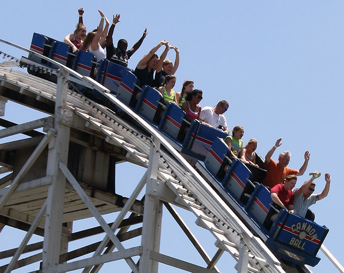 The Cannon Ball Roller Coaster at Lake Winnepesaukah Amusement Park, Rossville, Georgia