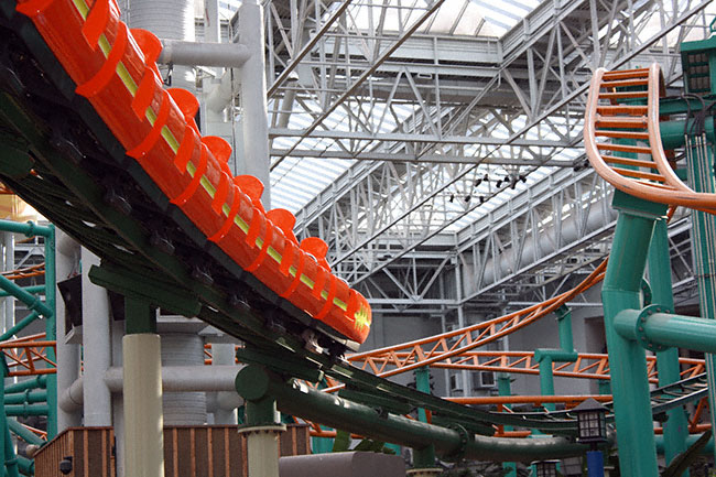 The Pepsi Orange Streak Rollercoaster at Nickelodeon Universe at the Mall of America, Bloomington, MN