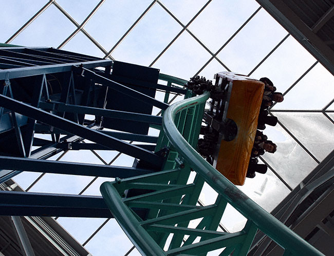 The Spongebob Squarepants Rock Bottom Plunge Rollercoaster at Nickelodeon Universe at the Mall of America, Bloomington, MN