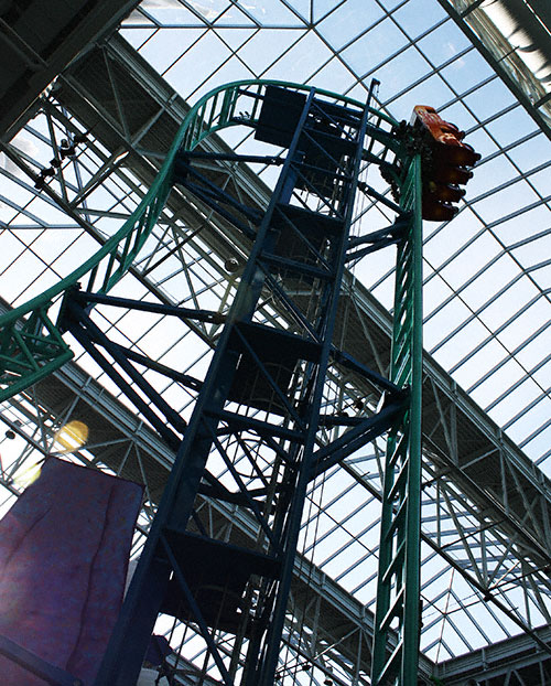 The Spongebob Squarepants Rock Bottom Plunge Rollercoaster at Nickelodeon Universe at the Mall of America, Bloomington, MN