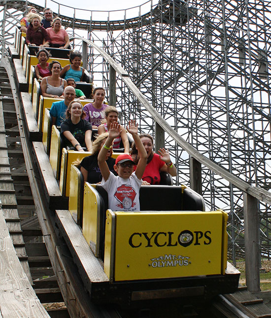 Cyclops Roller Coaster at Mount Olympus Water & Theme Park, Wisconsin Dells, Wisconsin